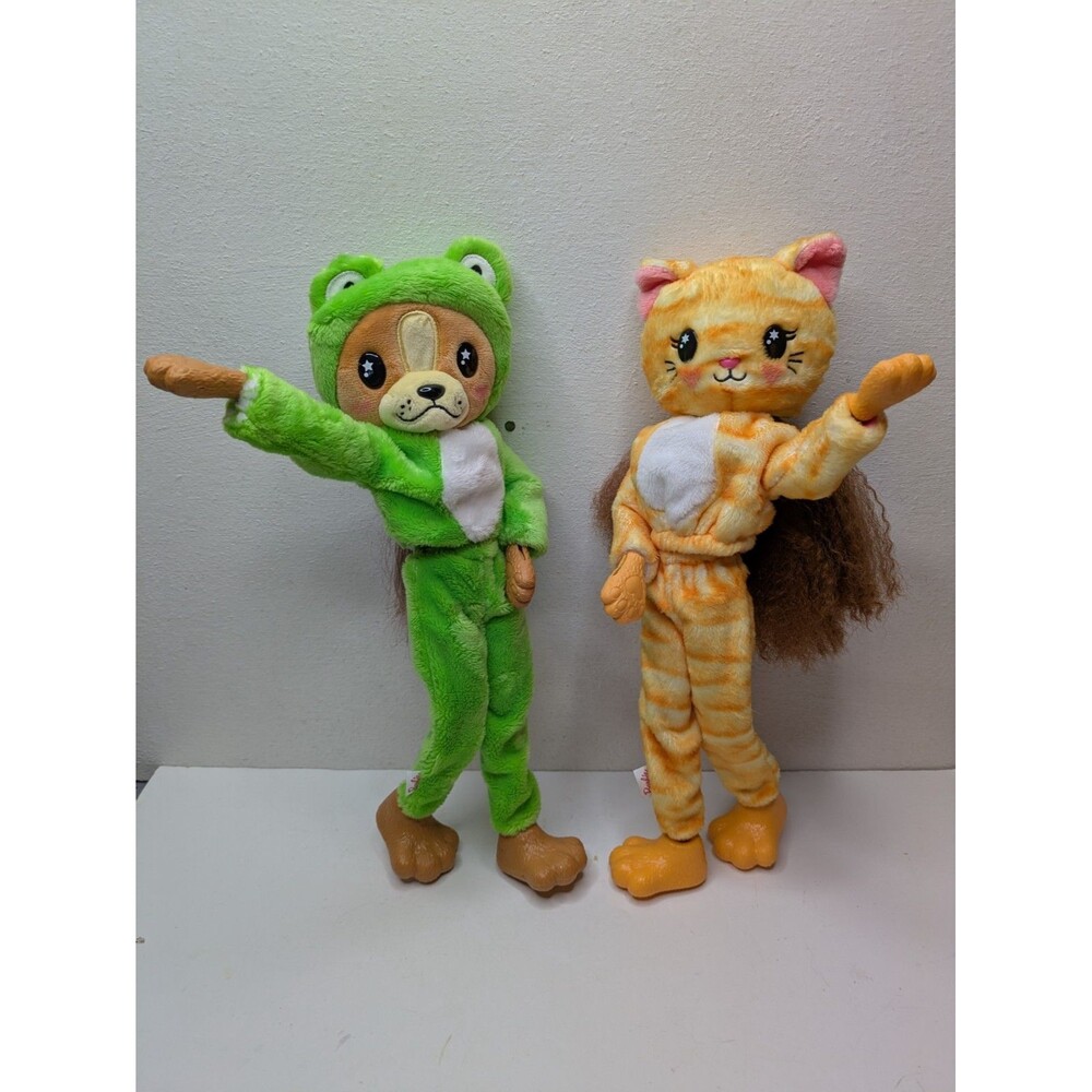 Barbie Cutie Reveal Costume Series Dolls x2 Kitty Frog Dog AA Black Latina Furry